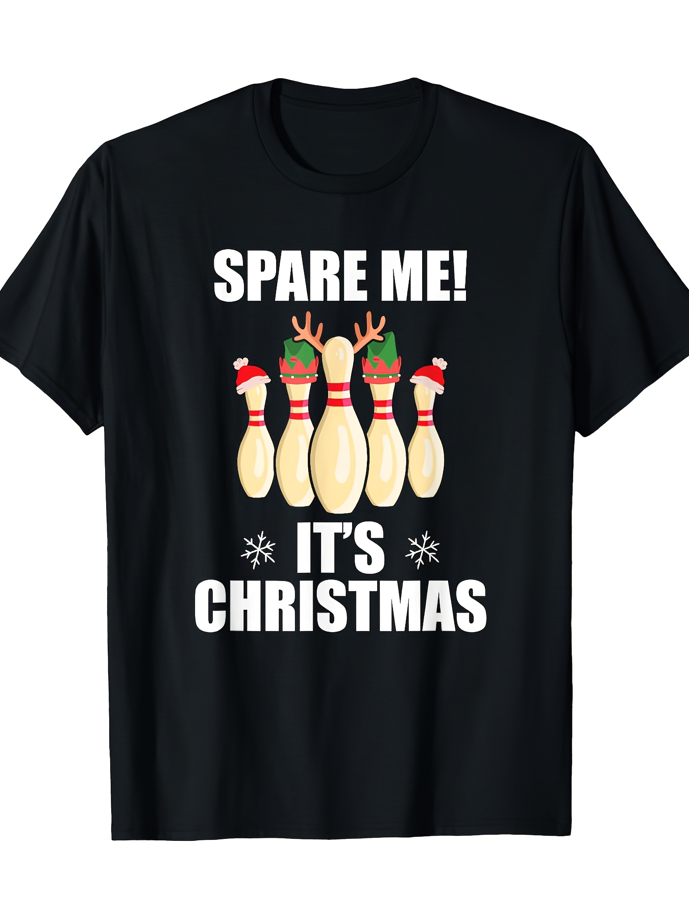 Short Sleeve Bowling Shirt Retro - Kaos Bowling Natal Hitam Pria -