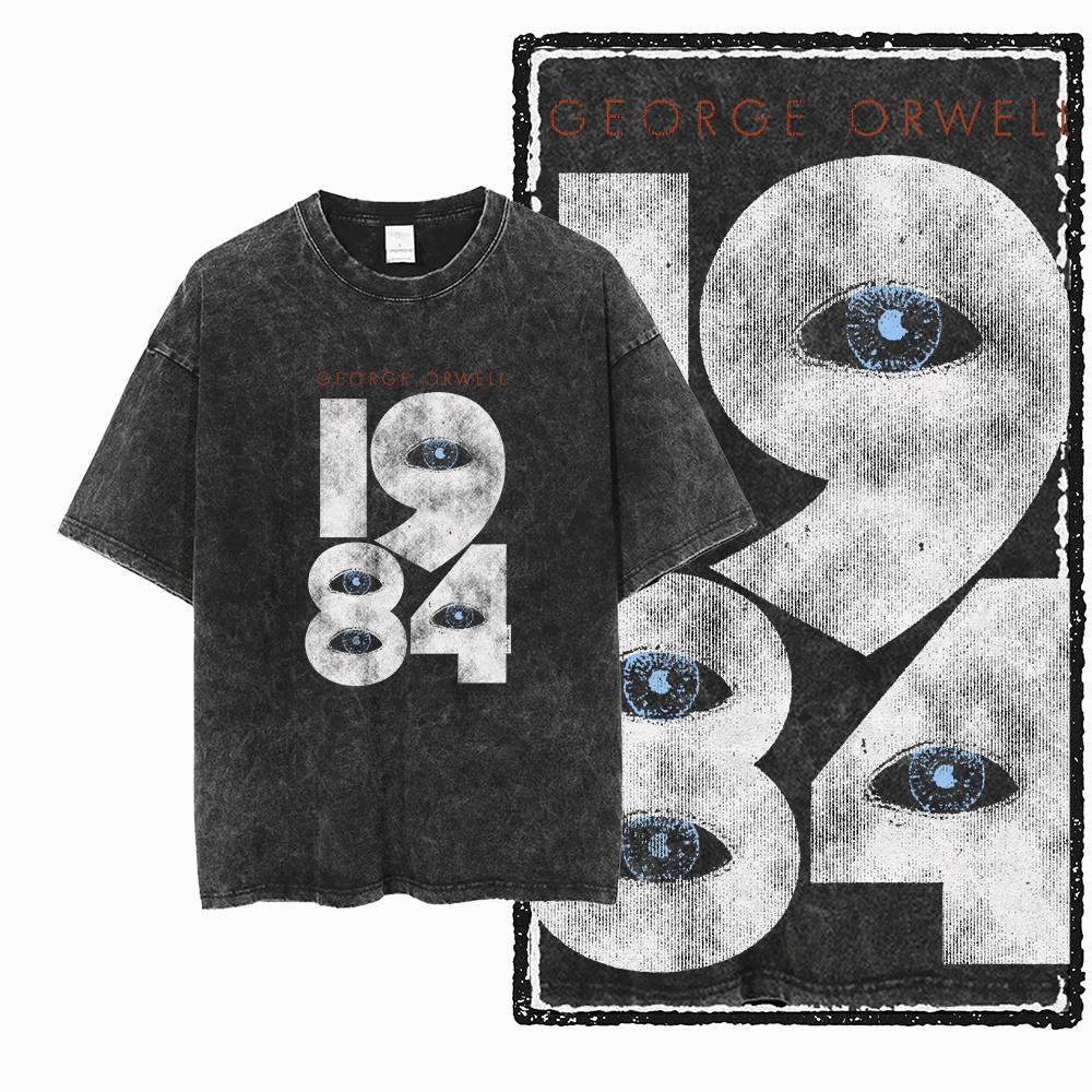 Acid Wash Vintage Graphic T Shirt - G02 Kaos Pria Grafis 1984 Ukuran