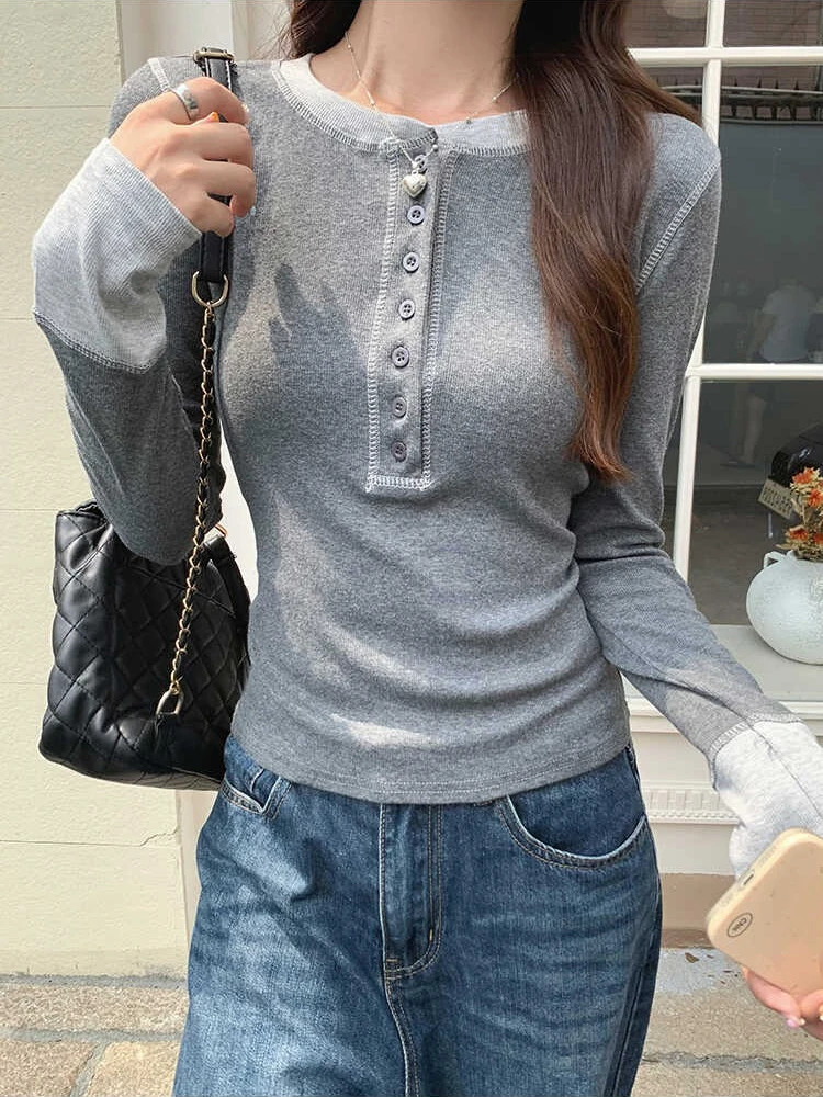 T-Shirts - Kaos Patchwork Y2K 2025, Atasan Grunge