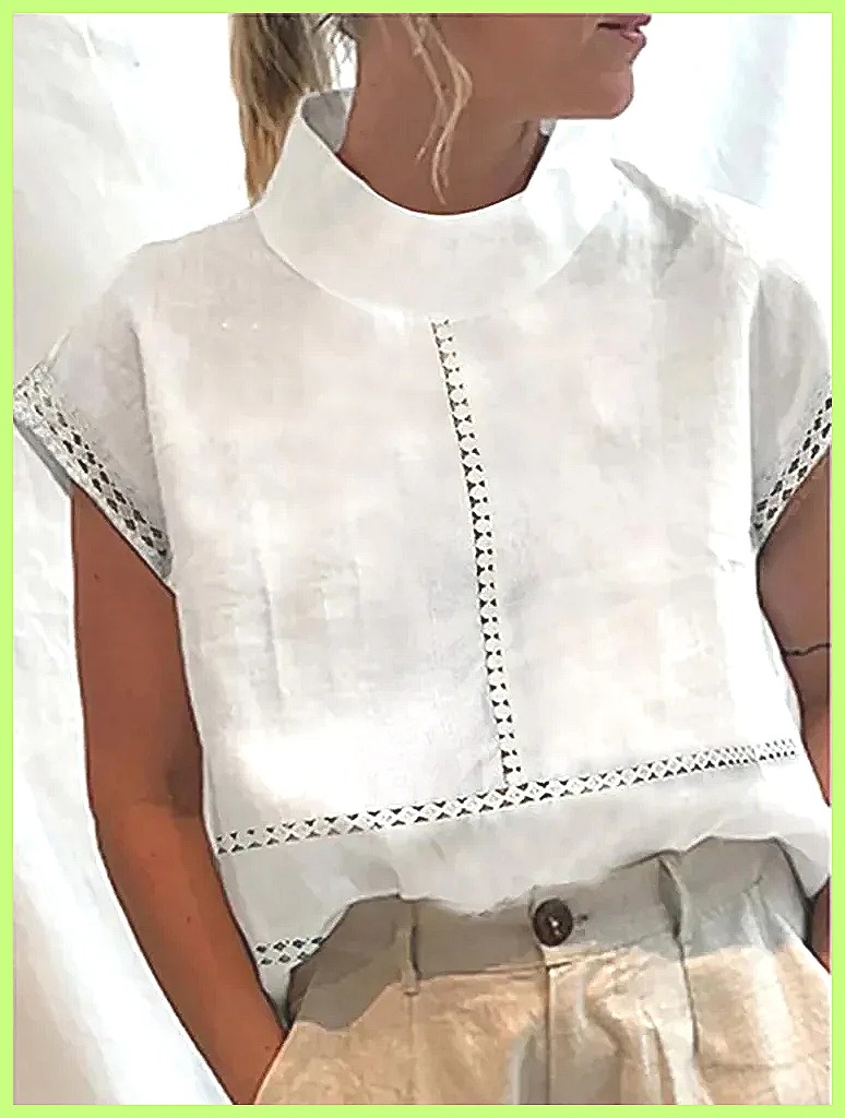 Shirts - Kemeja Pullover Katun Linen Wanita, Atasan