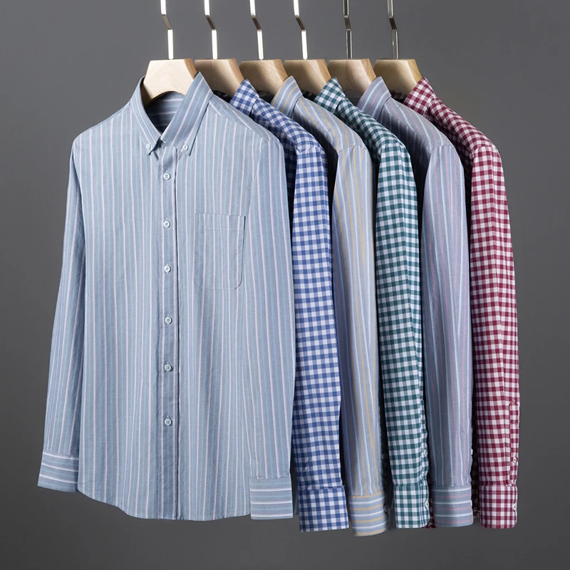 Oxford Cotton Casual Shirt Business - Kemeja Pria Lengan Panjang Kasual Bisnis