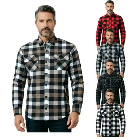 Flannel Plaid Shirt Heavy Weight - Kemeja Flanel Taktis Amikaji Pria Motif