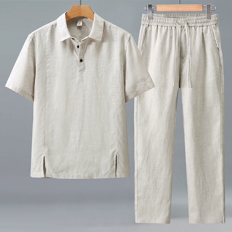 Mens Linen Shirt Long Sleeve - Kaus Lengan Panjang Olahraga Retro Mode