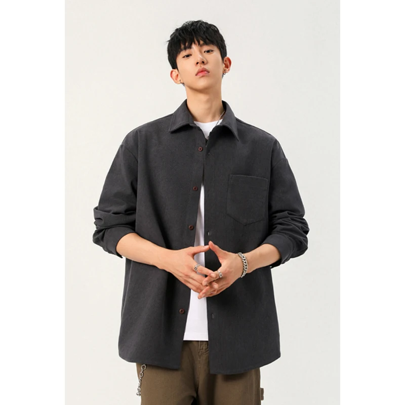 Corduroy Button Up Shirt Men - Atasan Korduroi Berkancing untuk Pria, Kerah