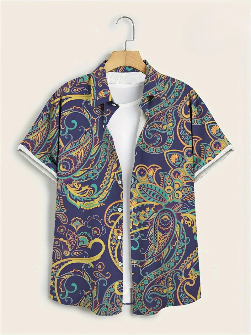 Vintage Hawaiian Floral Shirt - Kemeja Hawaii Paisley Warna-warni Berbasis Ungu