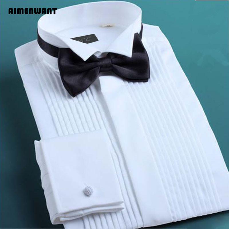 Mandarin Collar Formal Shirt Slim Fit - AIMENWANT kemeja Tuxedo pria, kemeja pernikahan