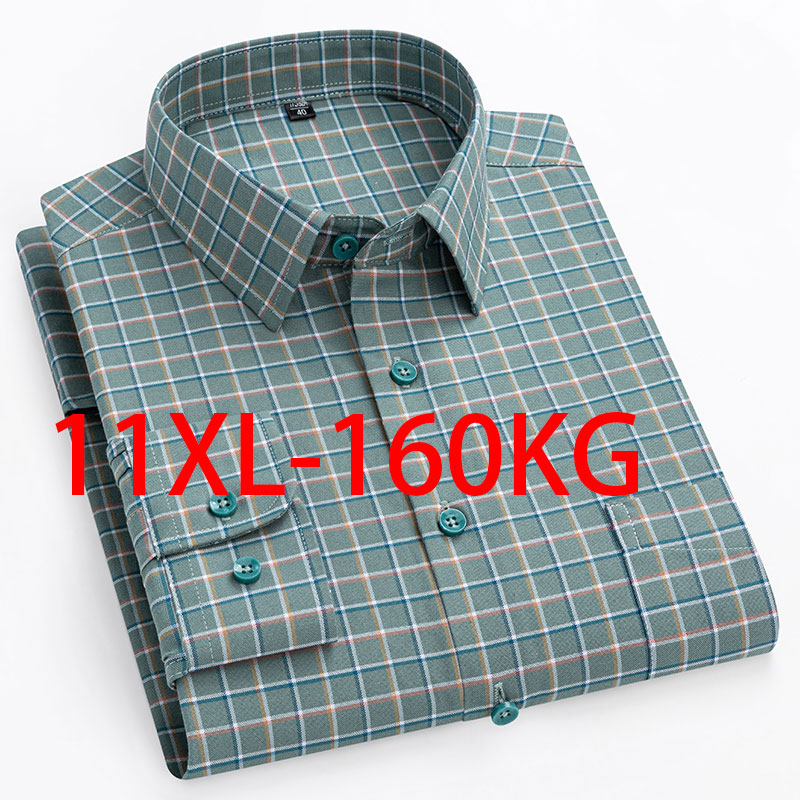 Oxford Cotton Casual Shirt Business - Kemeja lengan panjang ekstra besar pria,