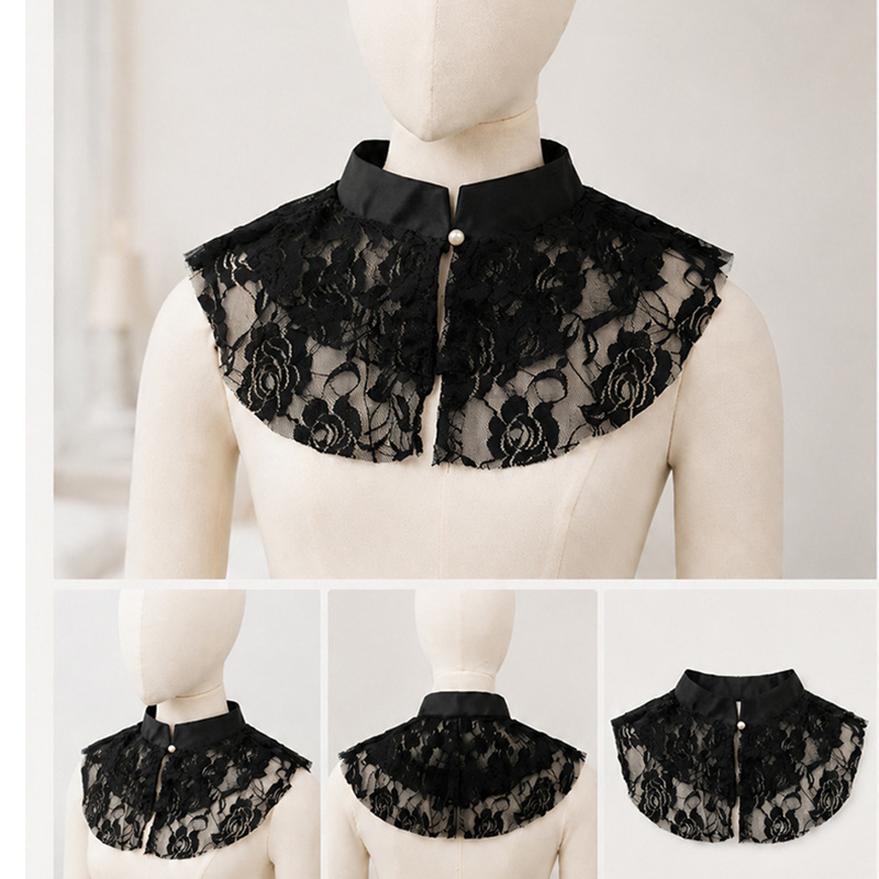 Shirts - Kerah Palsu Berenda Bunga Elegan untuk