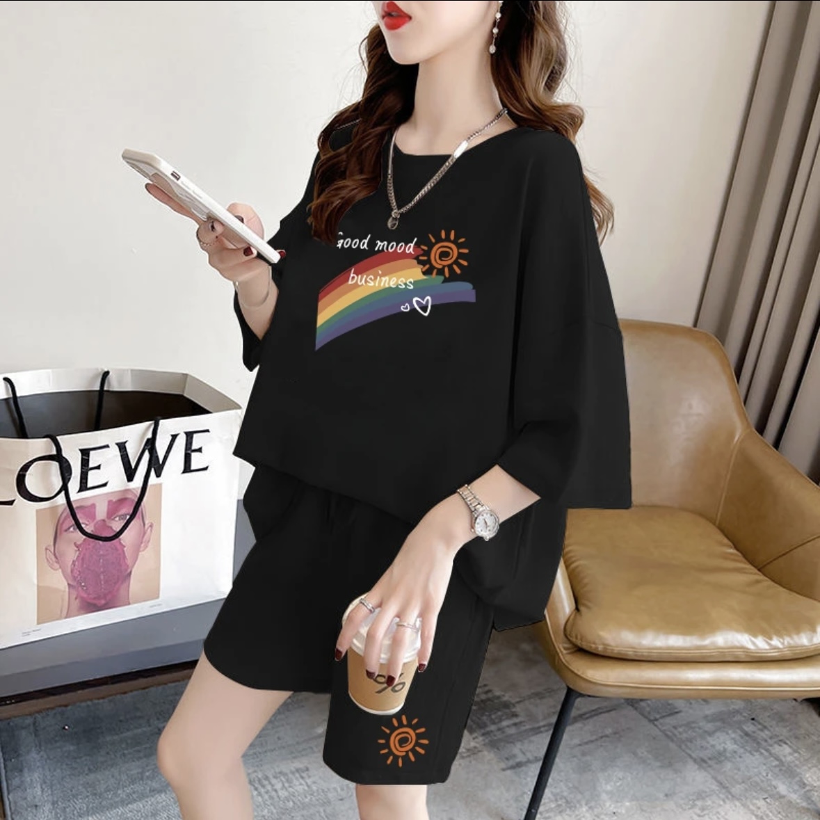 T-Shirts - Set Celana Pendek Musim Panas Wanita