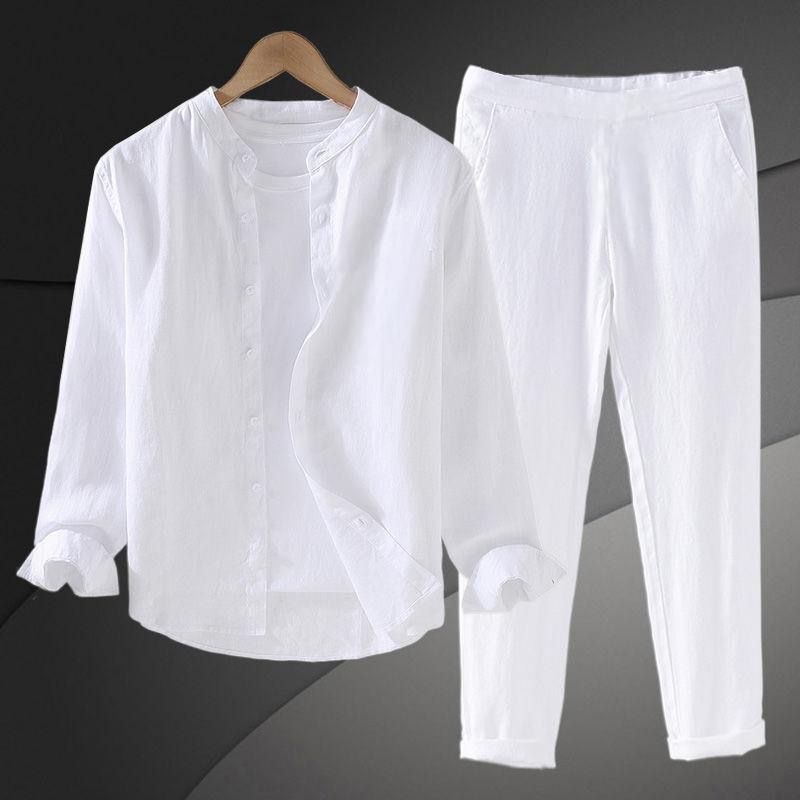Set Kemeja Katun Linen Ringan  - Mens Linen Shirt Long Sleeve ulasan dan harga