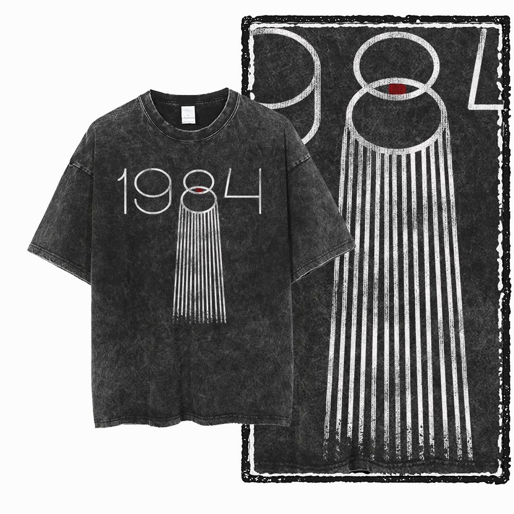 G02 Kaos Pria Grafis 1984 Ukur - Acid Wash Vintage Graphic T Shirt ulasan dan harga