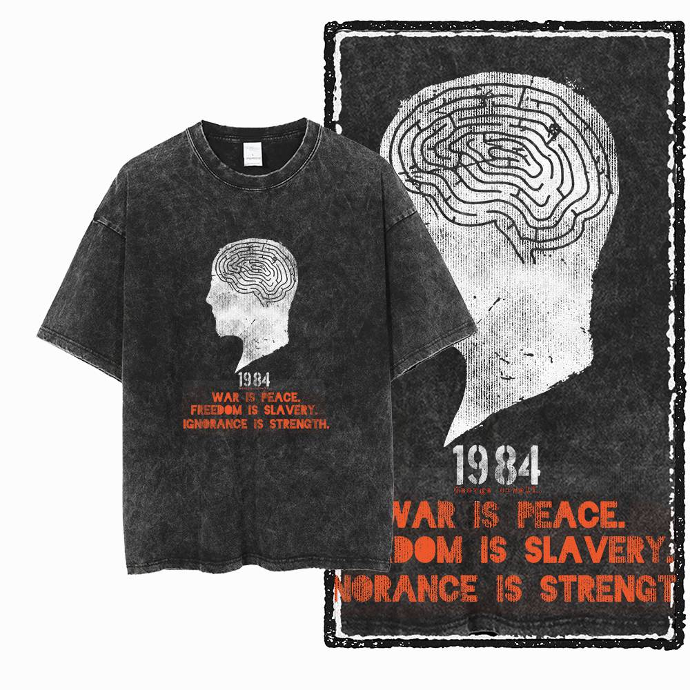 G02 Kaos Pria Grafis 1984 Ukur - Acid Wash Vintage Graphic T Shirt ulasan dan harga