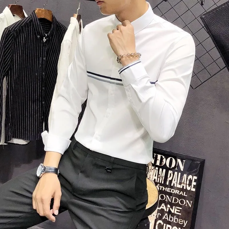 Kemeja Pria Kerah Mandarin Len - Mandarin Collar Formal Shirt Slim Fit ulasan dan harga