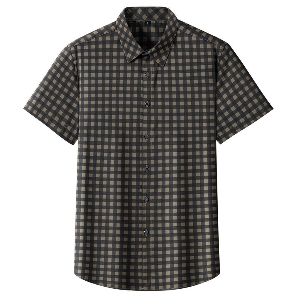 Kemeja Lengan Pendek Kotak-kot - Breathable Bamboo Fiber Shirt Non Iron ulasan dan harga
