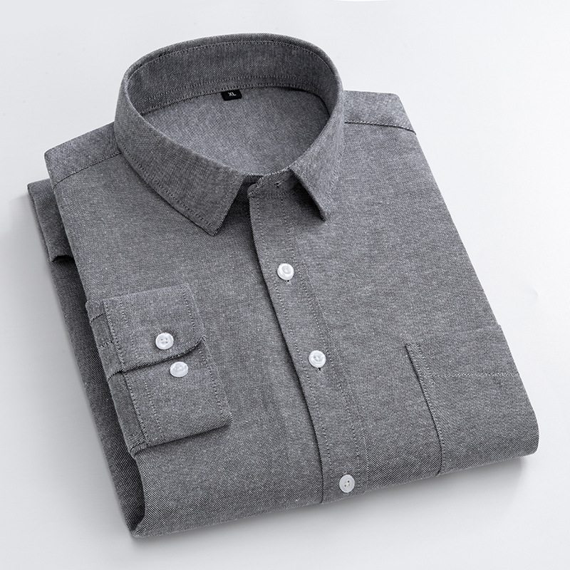 Kemeja Oxford Biru Navy Pria L - Oxford Cotton Casual Shirt Business ulasan dan harga