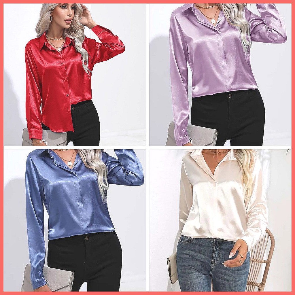 Kemeja Satin Musim Semi Musim  - Shirts ulasan dan harga