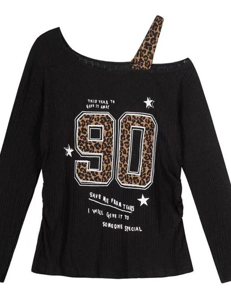 Kaos Leopard Print Patchwork Y - T-Shirts ulasan dan harga