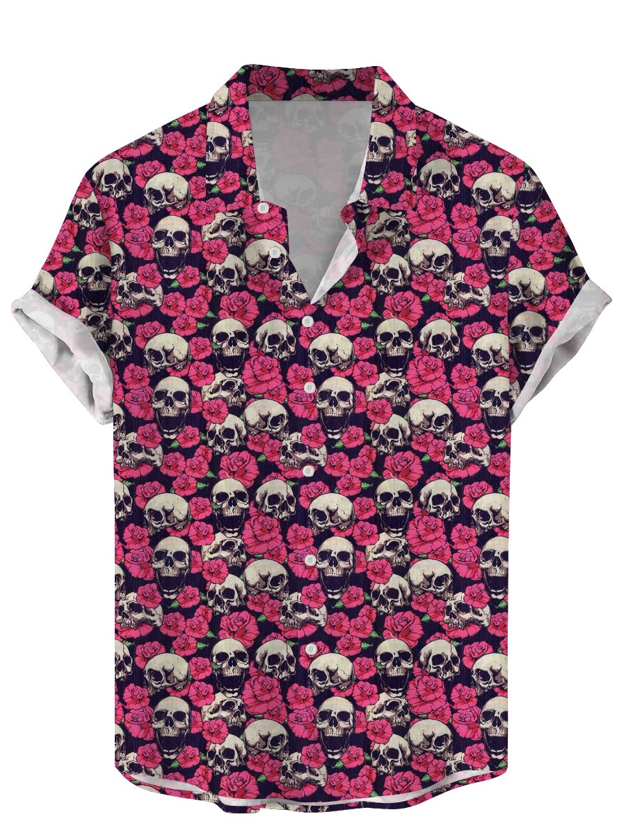 Kaus motif bunga tengkorak Vin - Vintage Hawaiian Floral Shirt ulasan dan harga