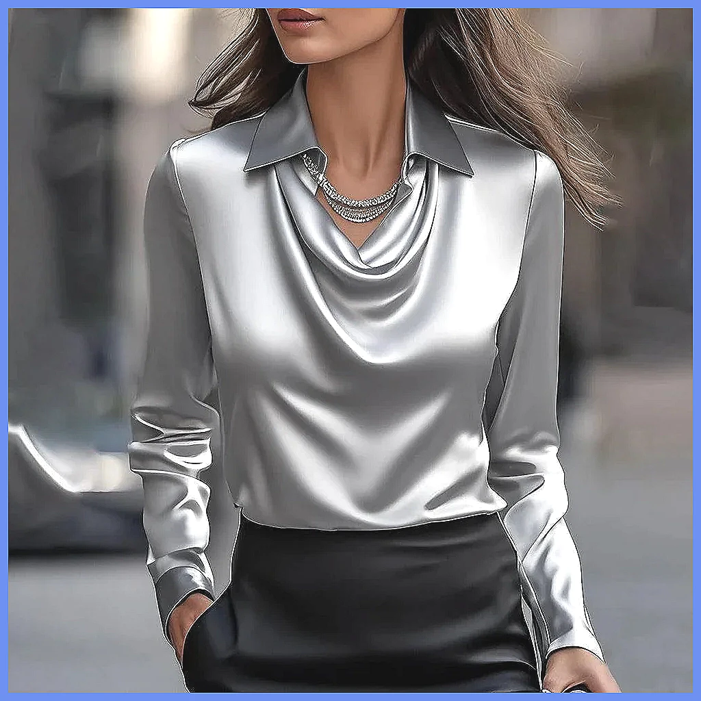 Blus Satin Vintage Wanita Leng - Shirts ulasan dan harga