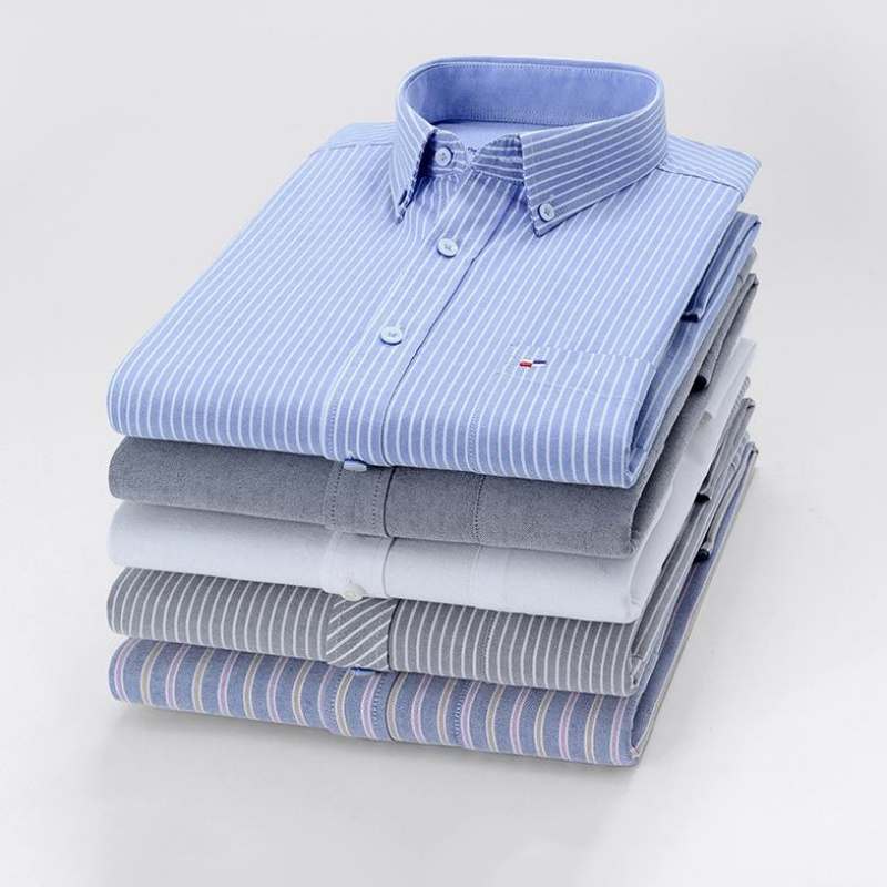 Kemeja kotak-kotak warna polos - Oxford Cotton Casual Shirt Business ulasan dan harga