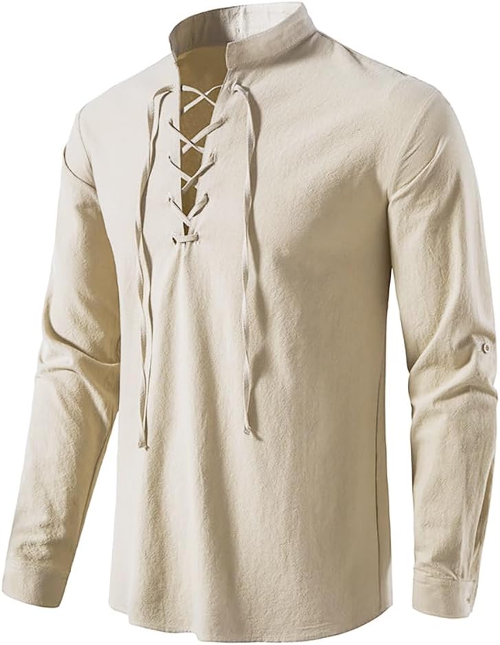Set 2 potong Rompi Bajak Laut  - Medieval Gothic Lace Up Pirate Shirt ulasan dan harga