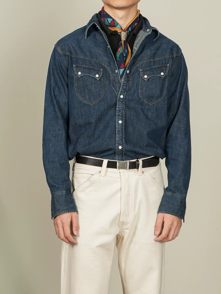 Kemeja Western Kancing Mutiara - Mens Western Denim Pearl Snap Shirt ulasan dan harga