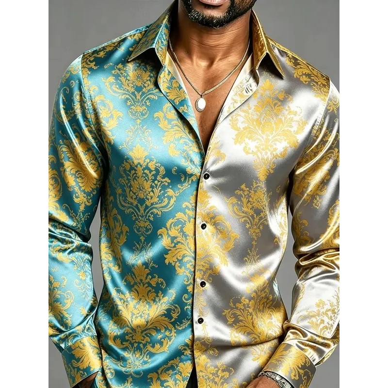 Kemeja Pria Lengan Panjang Sat - Mens Satin Silk Dress Shirt ulasan dan harga