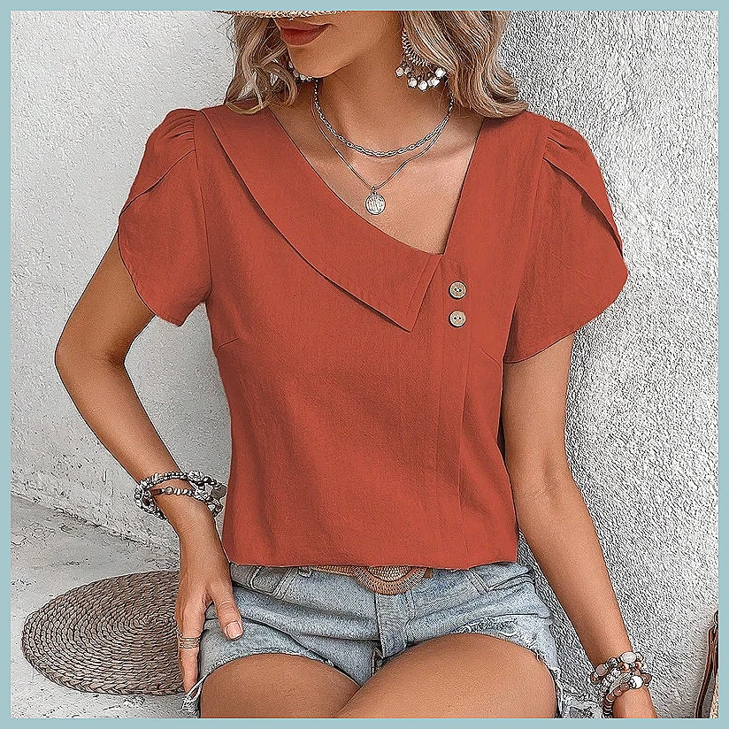 Blus Warna Solid Vintage Musim - Shirts ulasan dan harga