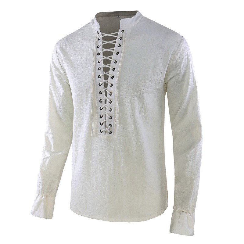 Kemeja Renaisans Pria Baju Baj - Mens Linen Shirt Long Sleeve ulasan dan harga