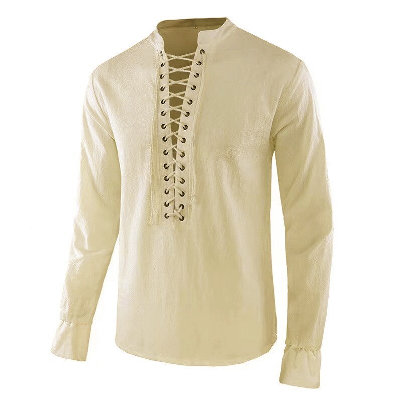 Kemeja Renaisans Pria Baju Baj - Mens Linen Shirt Long Sleeve ulasan dan harga