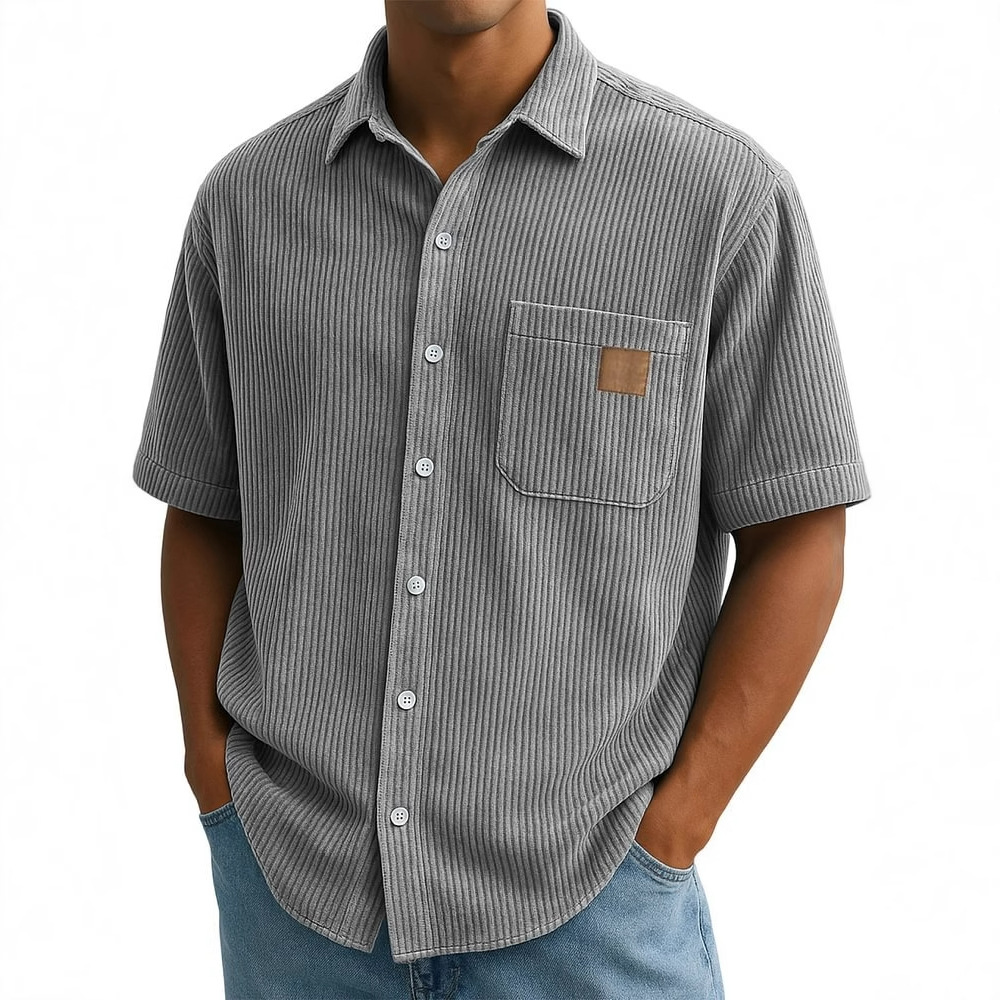 Kemeja Lengan Pendek Korduroi  - Corduroy Button Up Shirt Men ulasan dan harga